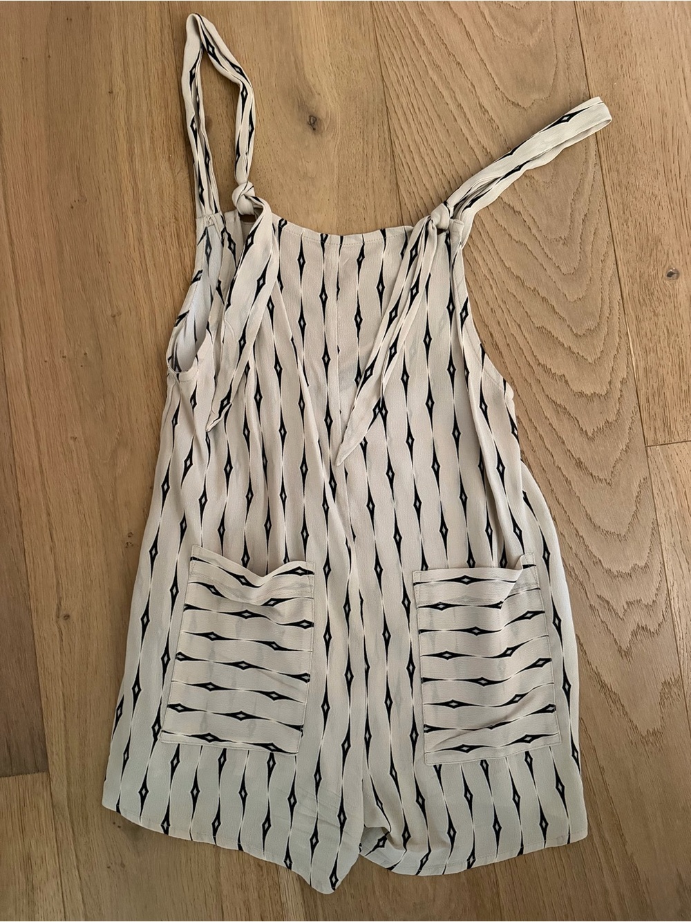 Beach Riot Cream Romper with Black Diamond Motif